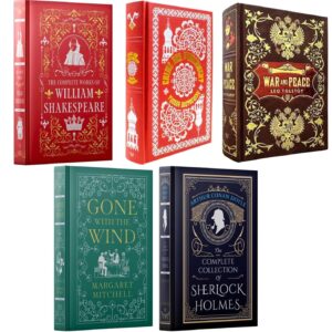 Leather Bound Classic Novels & Plays 5 Books Collection Set (Shakespeare, Dostoevsky, Tolstoy, Mitchell and Sherlock Holmes)