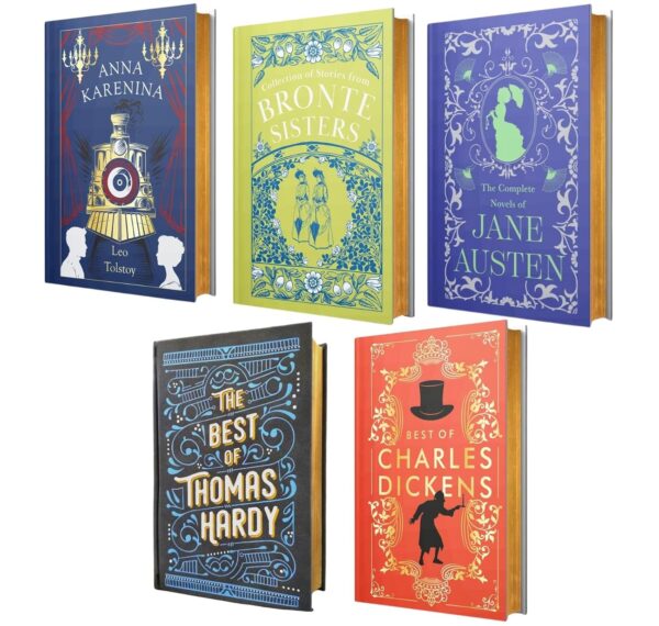 Leather Bound Classic Literature 5 Books Collection Set (Charles Dickens, Bronte Sisters, Leo Tolstoy, Jane Austen and The Best of Thomas Hardy) - Image 2