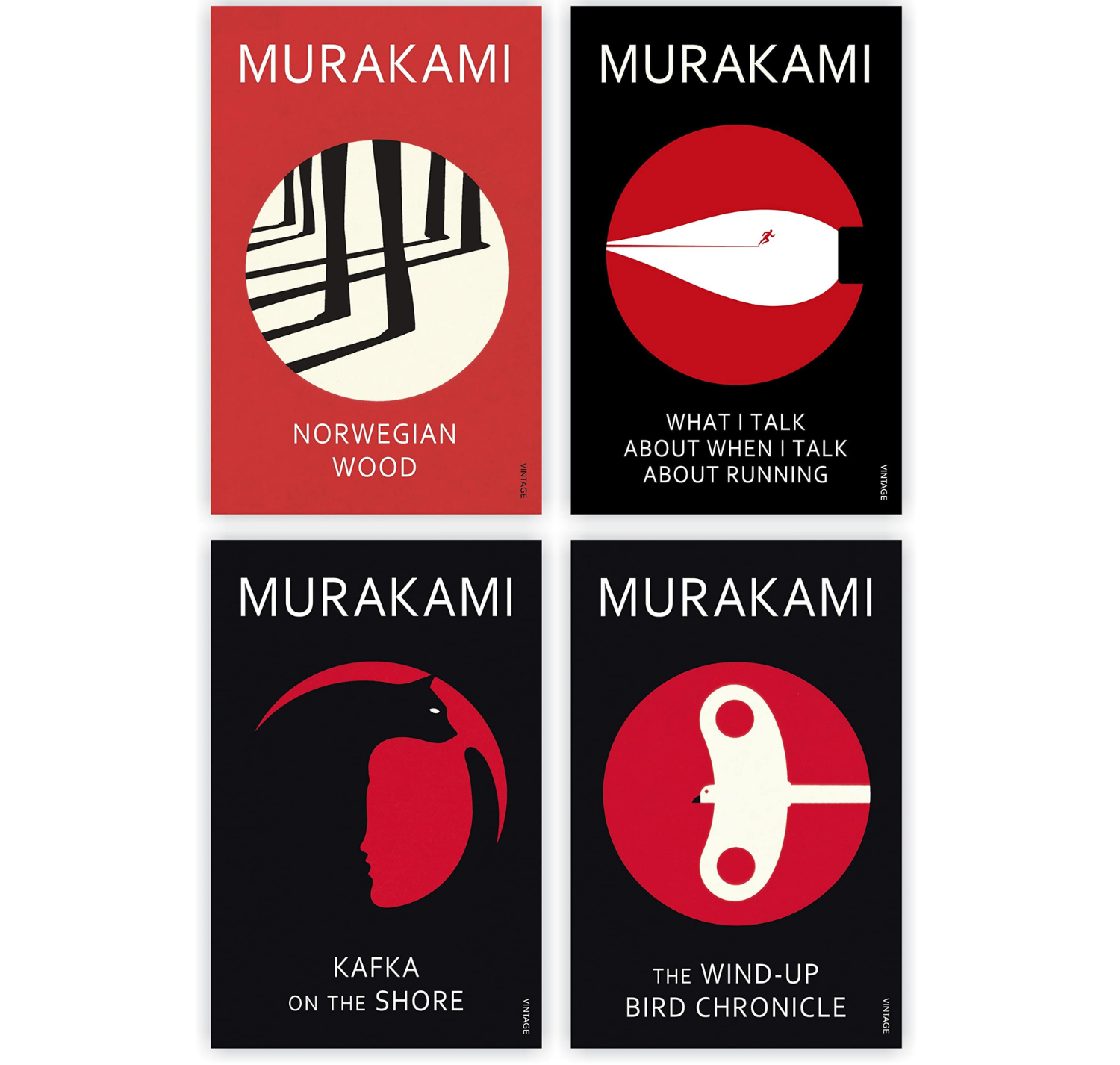Haruki Murakami 4 Books Collection Set (The Wind-Up Bird Chronicle, What I Talk About When I Talk About Running, Norwegian Wood and Kafka On The Shore)